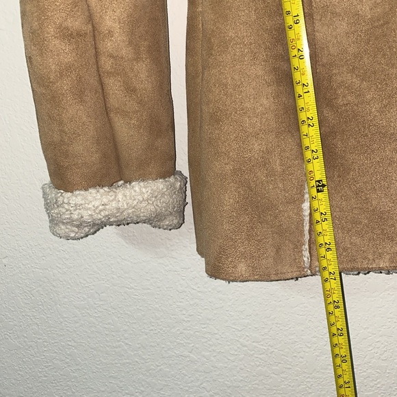 🐆Vintage Tan Route 66 Faux Fur Lined Zip Up Penny Lane Coat! - Picture 11 of 12